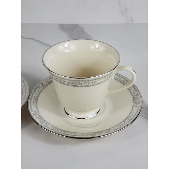 Lenox Charleston China Tea Cup Saucer Porcelain Ivory Year 90s Dinnerware USA x3 - Picture 2 of 16